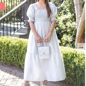 Dondolo Daphne Dress In Antoine Blue Stripe XS NWT